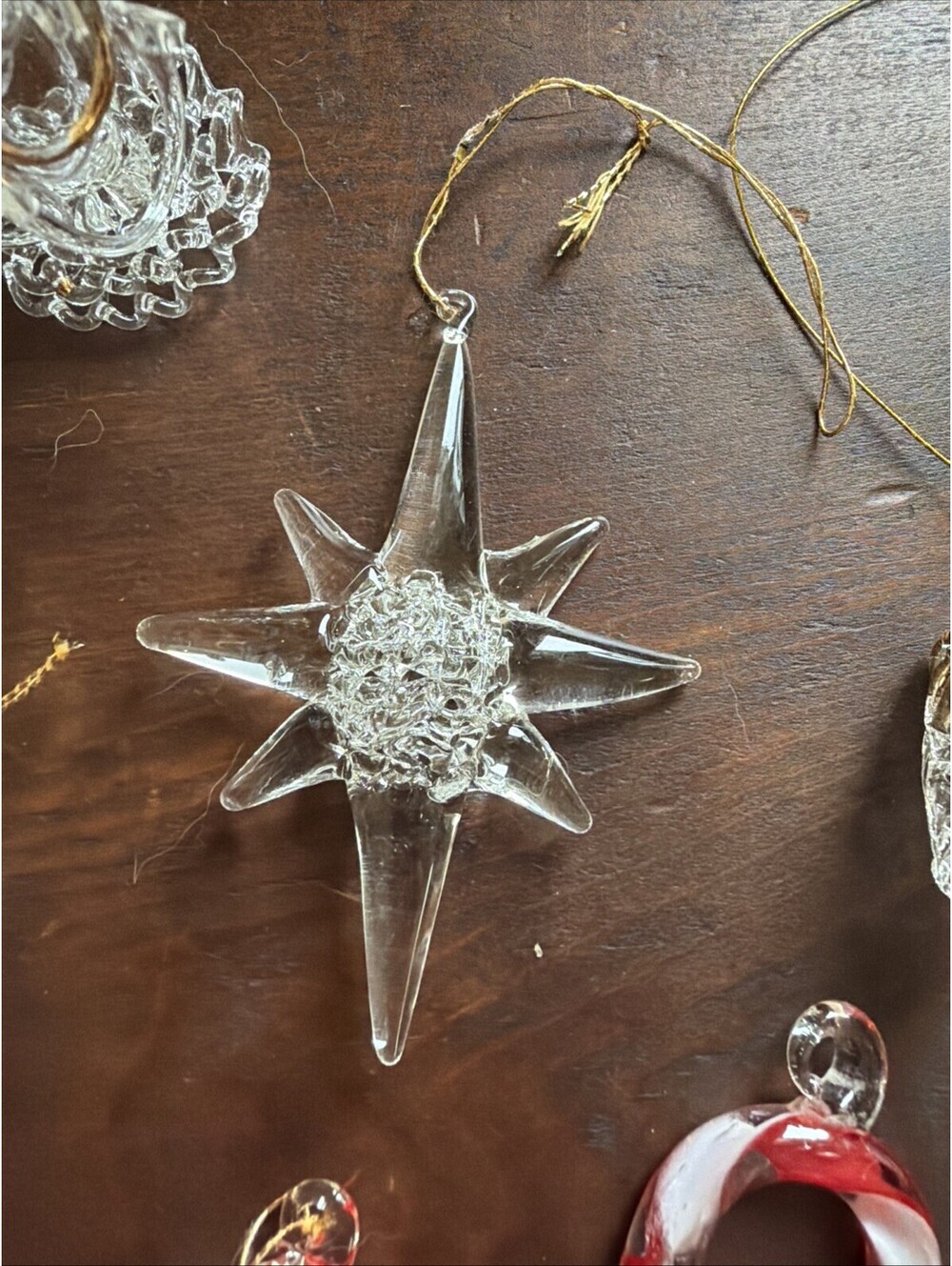 Vintage Lot 6 Christmas Glass Ornaments Nativity Stars Small Christmas Tree - Picture 5 of 9